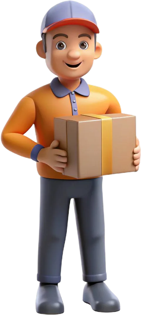 Illustration of a delivery courier carrying a parcel